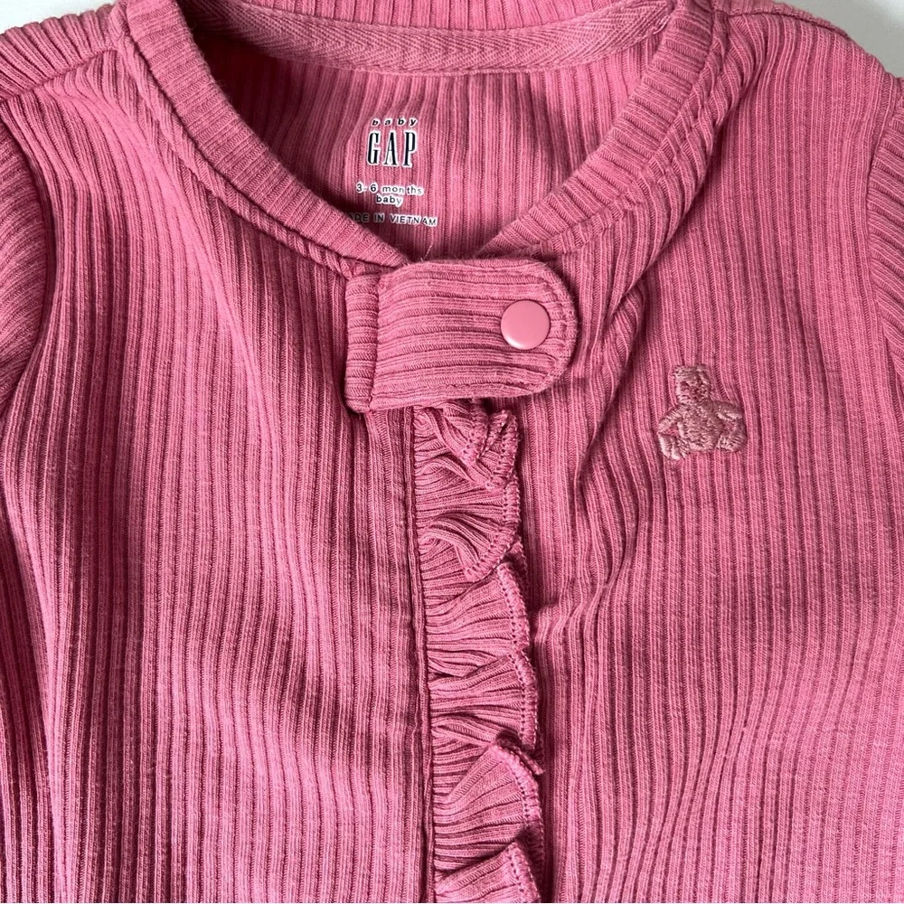 3-6M💐 GAP Rosetta Pink Baby Girls First Favorites TinyRib Footed One Piece